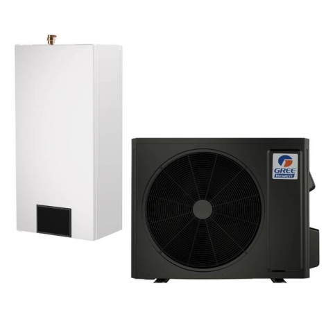 Gree Versati IV SPLIT 10,2/10,2 kW šilumos siurblys oras–vanduo juodu išoriniu bloku – Vilniaus Katilai